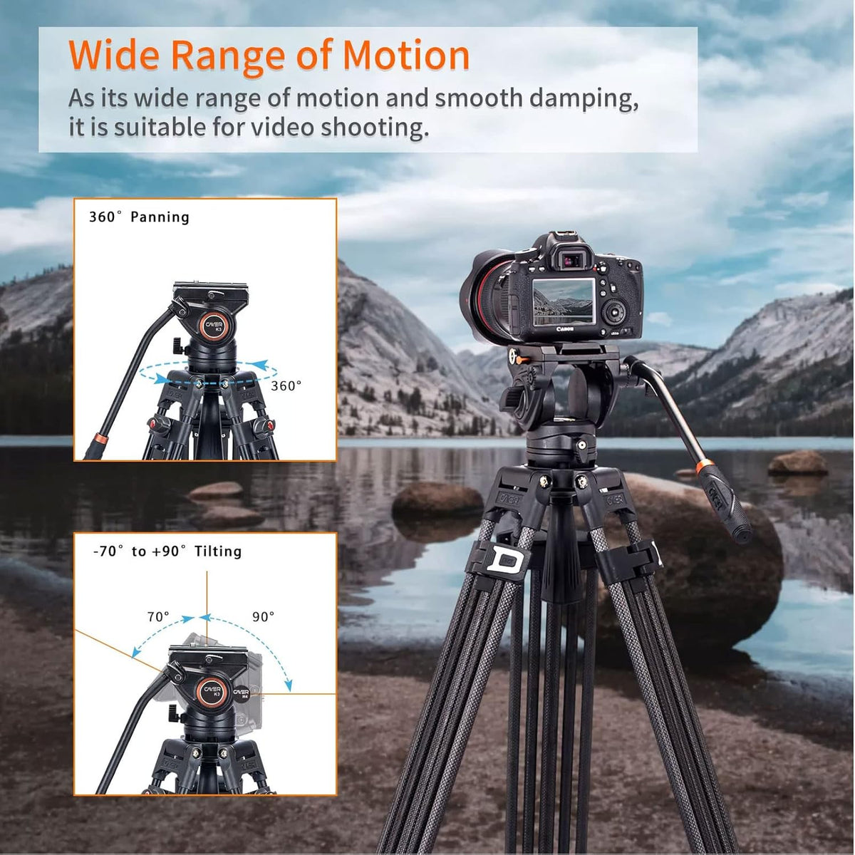 Video Camera Fluid Drag Pan Head with 75mm Flat Base, Pack of 2 A3304