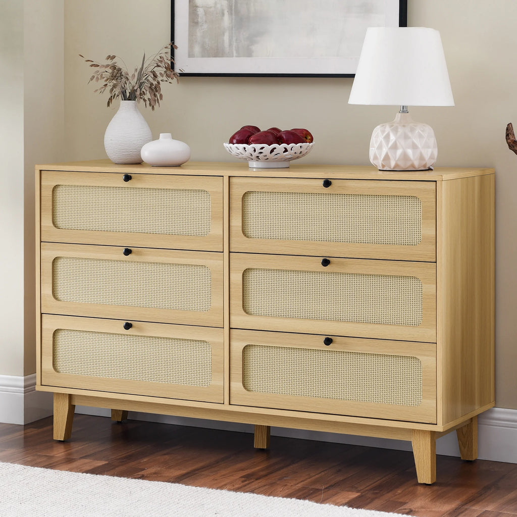6 Drawer Rattan Dresser P3294