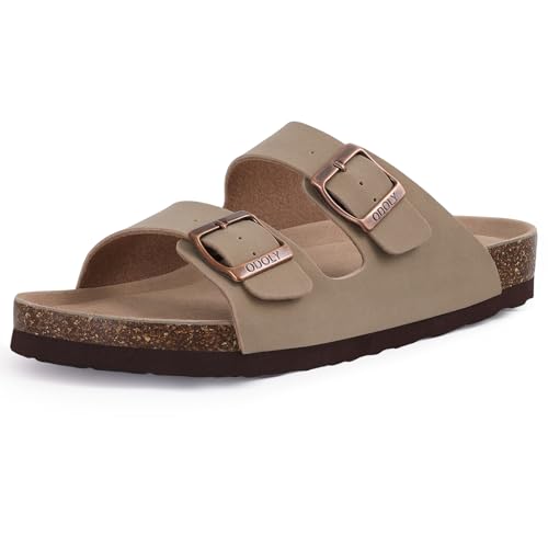 Cork Footbed Slide Sandal with Adjustable Buckle E766