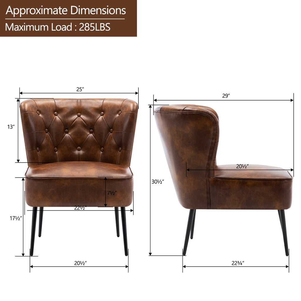 Yellowish Brown PU Tufted Accent Chair F94116