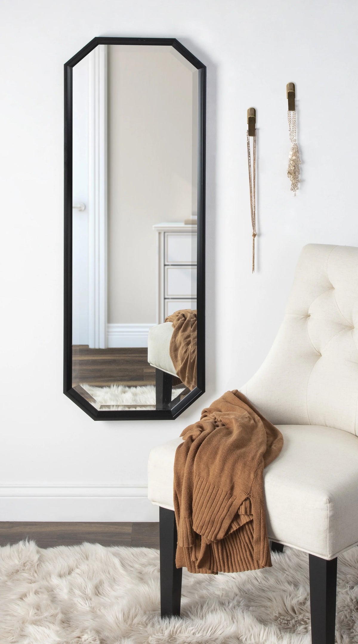 Octagon Wall Mirror, 17.5 x 49.5, Black S494101