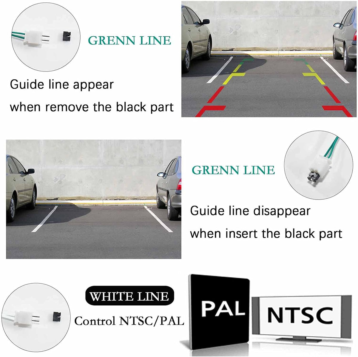 Tailgate Handle Backup Camera for Dodge Ram 1500 2500 3500 (2002-2008) Rear View Reverse Parking Camera with Optional Guideline RCA Connector (Black) X780