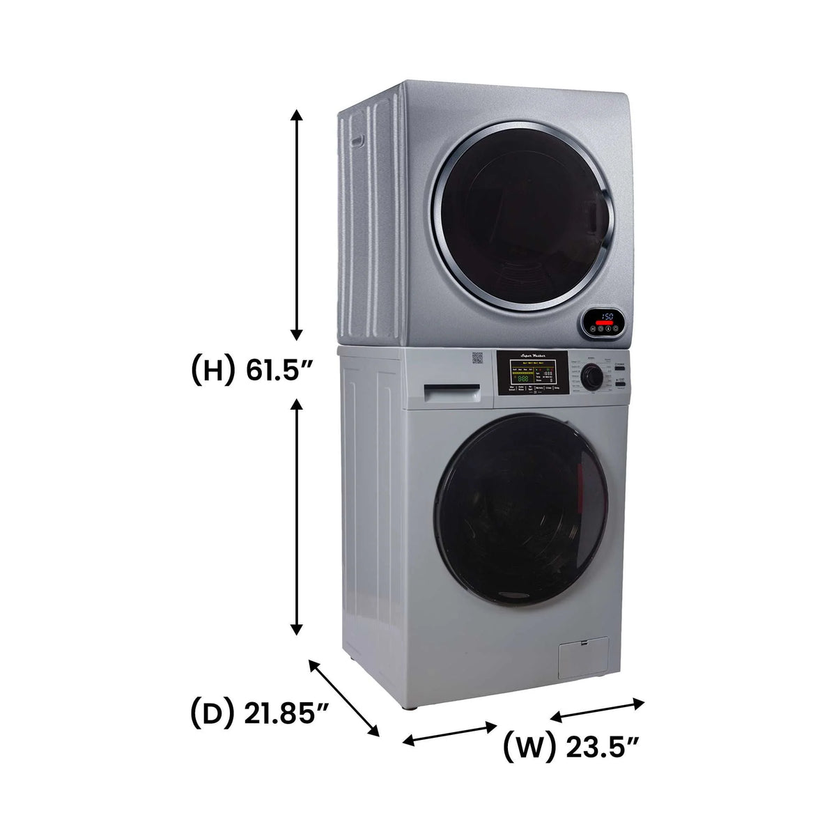110V 1.6 cf Washer and 3.5 cf Vented Digital Dryer in Silver A355