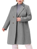 Plus Size Notched Lapel Double Breasted Winter Coat K8606