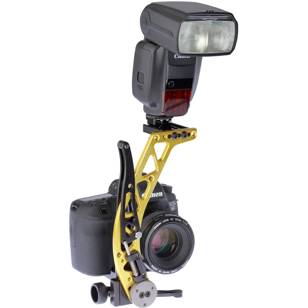 Gold Right-Handed Rotating Flash Bracket with Universal QR Plate K793