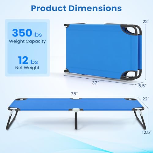 Folding Camping Cot Bed with 600D Oxford Fabric Grey L58010
