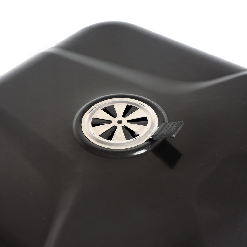 22 Square Steel Charcoal Grill with Foldable Side Shelf, Black Q39667