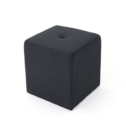 Dark Charcoal Fabric Square Ottoman S134