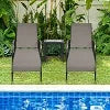 2PCS Grey Adjustable Reclining Patio Lounge Chair F720028