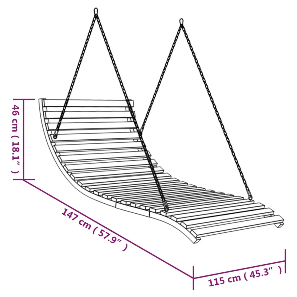 Swing Bed Solid Bent Wood with Teak Finish R676346