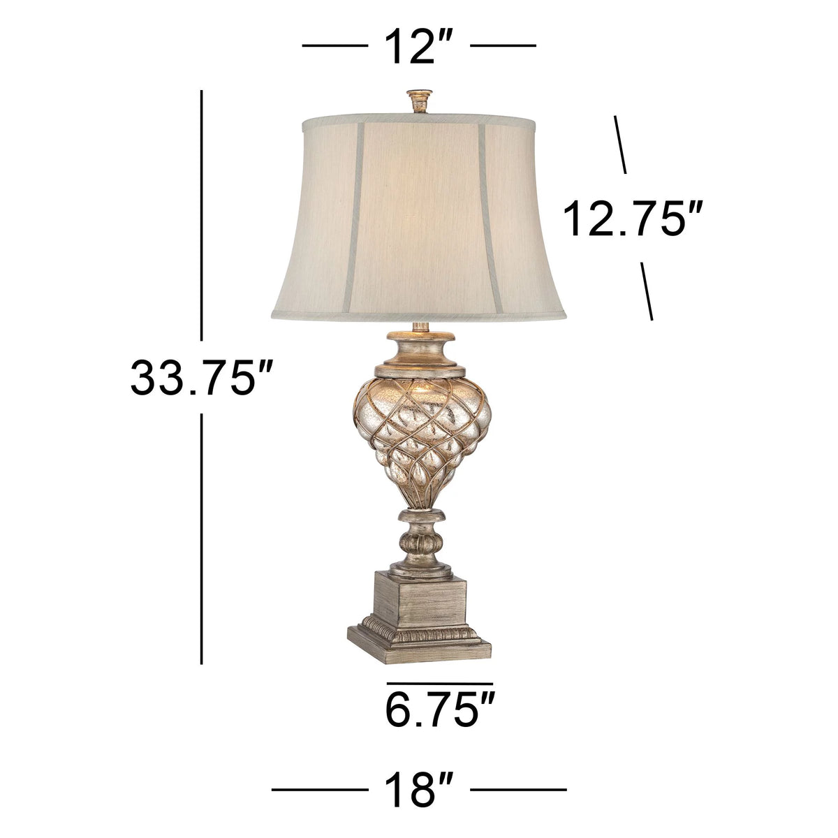 Traditional Table Lamp with Nightlight LED Off White Mist Fabric Bell Shade W799