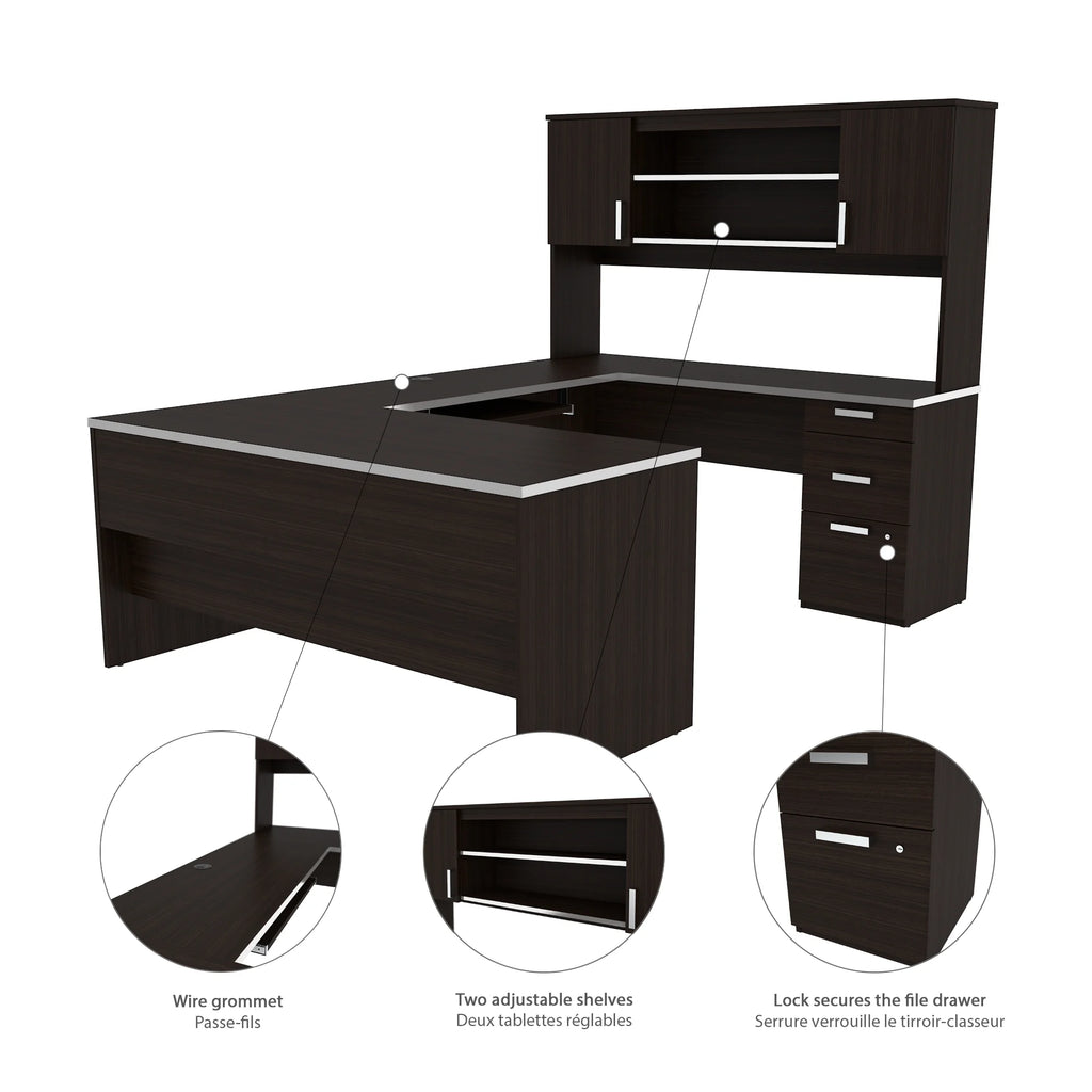 U-Shaped Desk with Pedestal and Hutch T110129