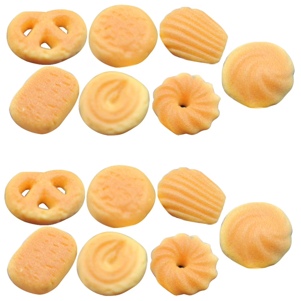14Pcs Simulation Cookies Miniature Doll House Decors X738321