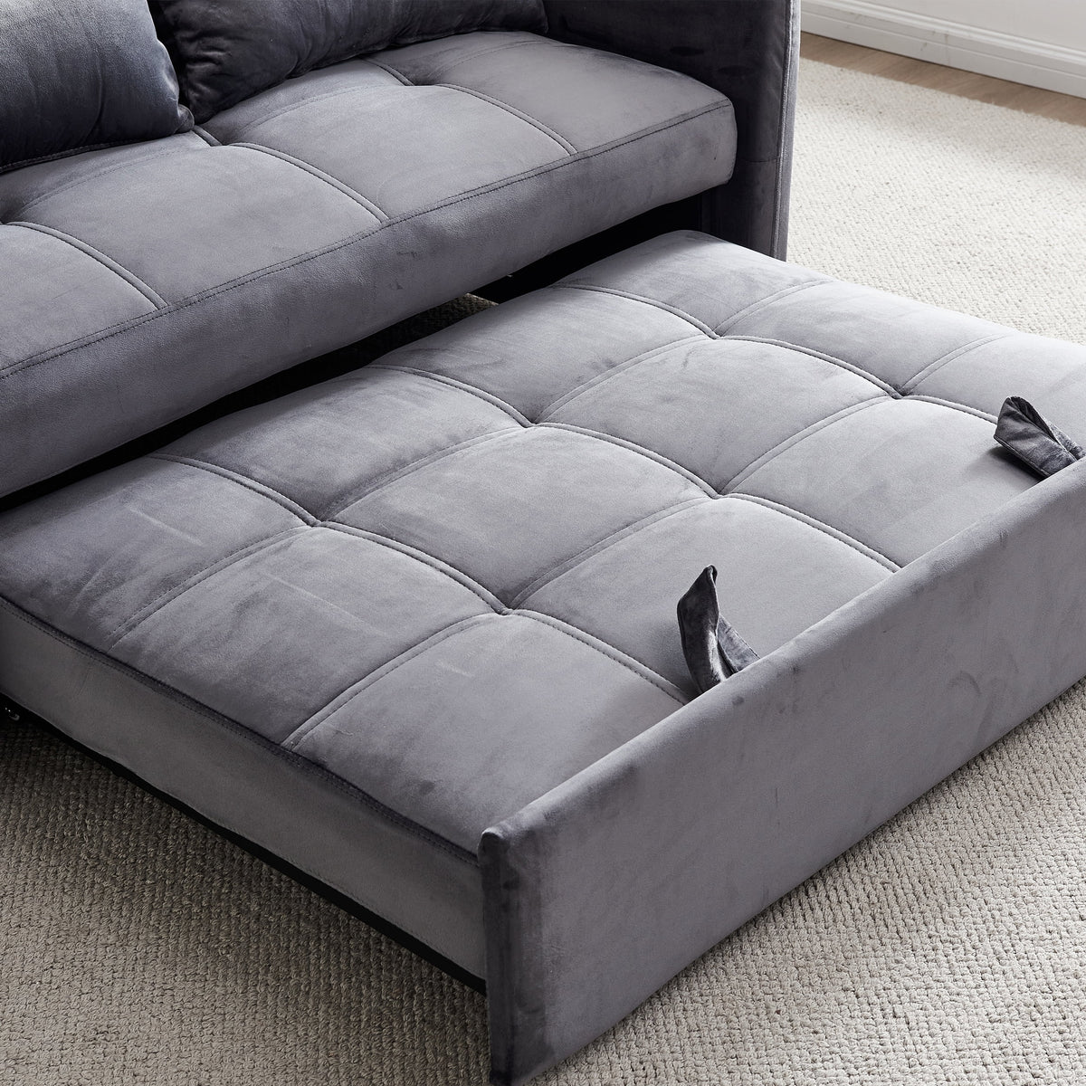 Velvet Pull Out Convertible Sofa Bed S8691