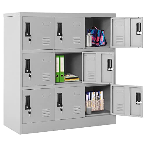 9 Door Black Steel Storage Locker with Lock J217