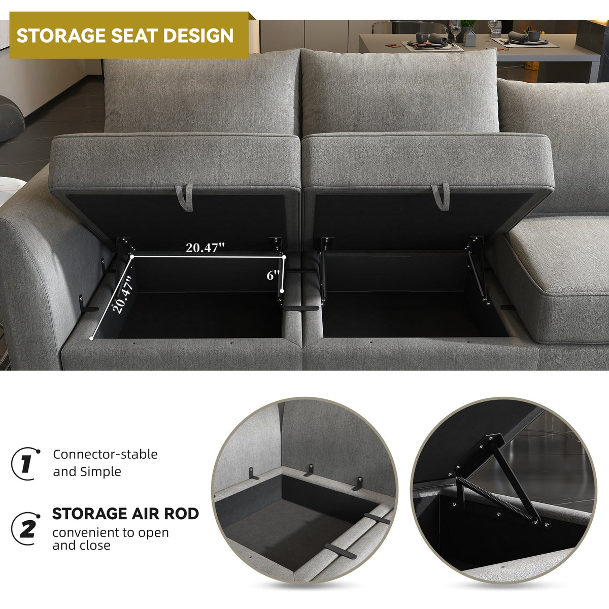 Grey Modular Couch with Storage C782018