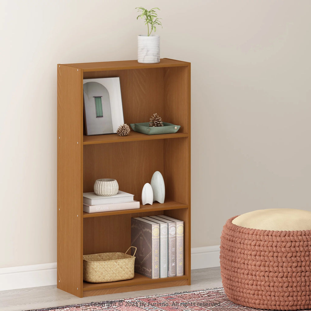 3-Tier Natural Oak Bookcase Storage Shelves P669634