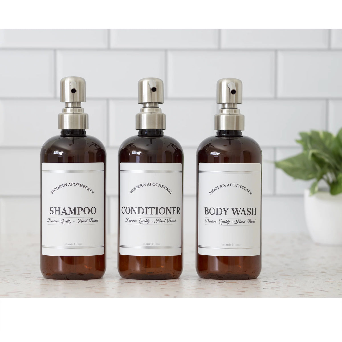 Refillable Body Wash, Shampoo and Conditioner Bottles 16 oz 3 Pack P42174