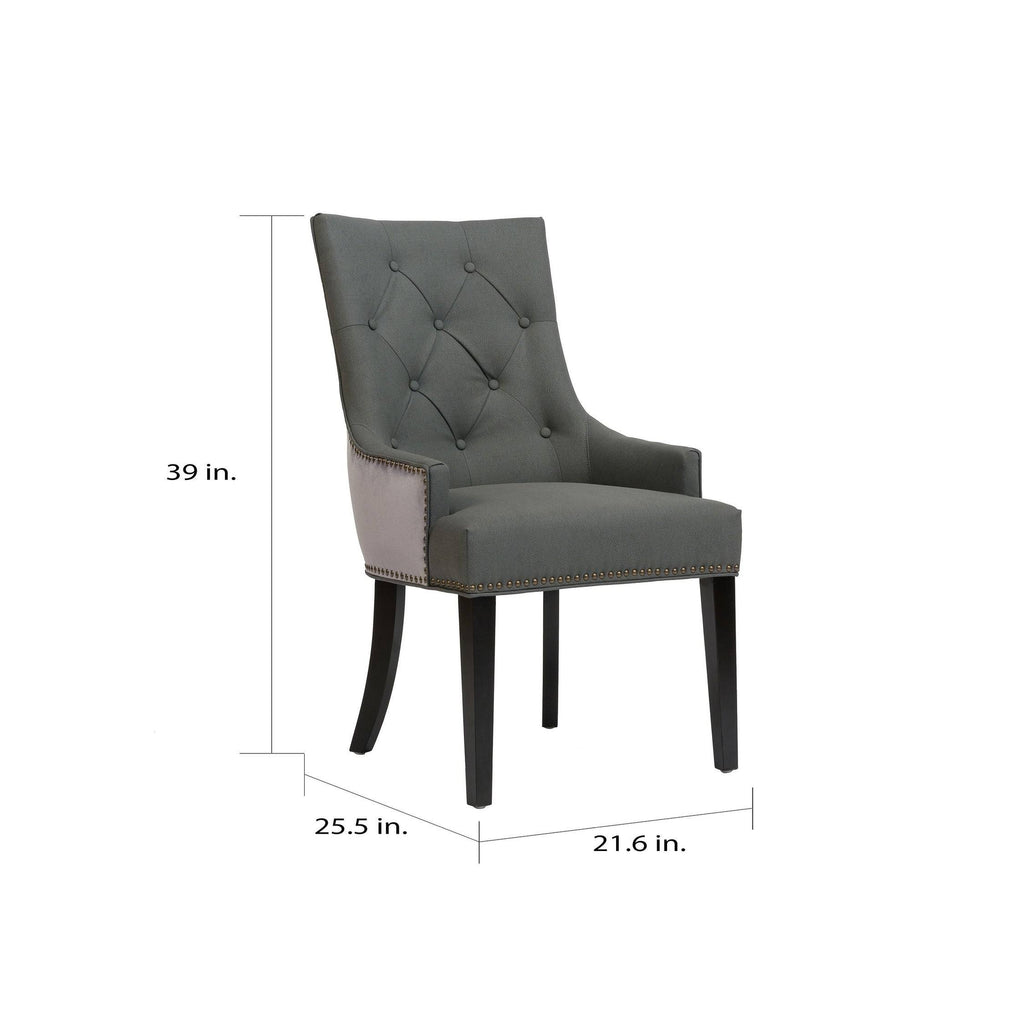 Grey PU Leather and Velvet Dining Chair, Set of 2 J477
