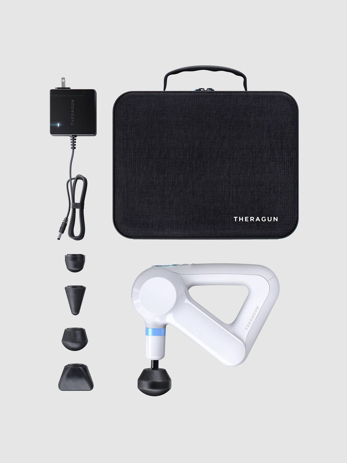 White Handheld Percussive Massage Gun with Travel Case D497201
