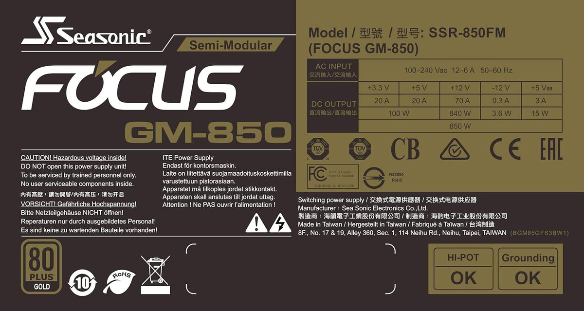 850W 80+ Gold Semi-Modular Power Supply A695