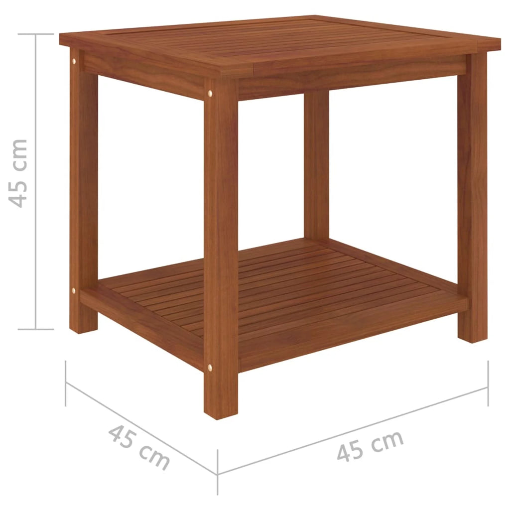 Rustic Acacia Wood Side Table with Storage Shelf Q2458