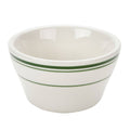 8 oz Bouillon Wide Rim in Eggshell American White with Green Bands Case of 36 B688