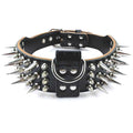 2 Wide Genuine Leather Spiked Studded Dog Collars M4800