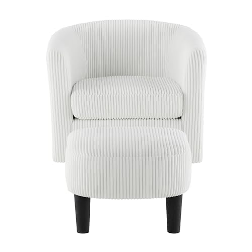Black Corduroy Swivel Barrel Accent Chair with Ottoman K237817