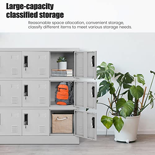 9 Door Black Steel Storage Locker with Lock J217