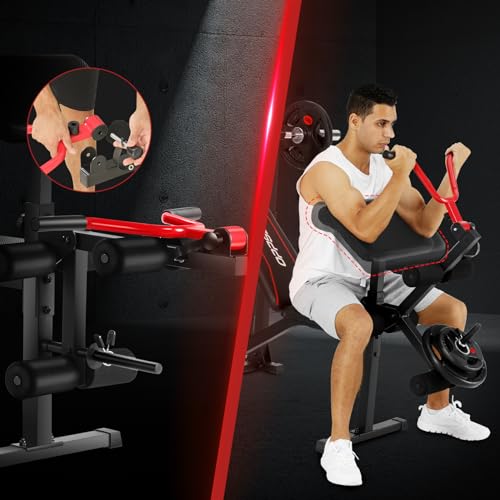 Weight Bench Set with Squat Rack and Leg Extension E1593