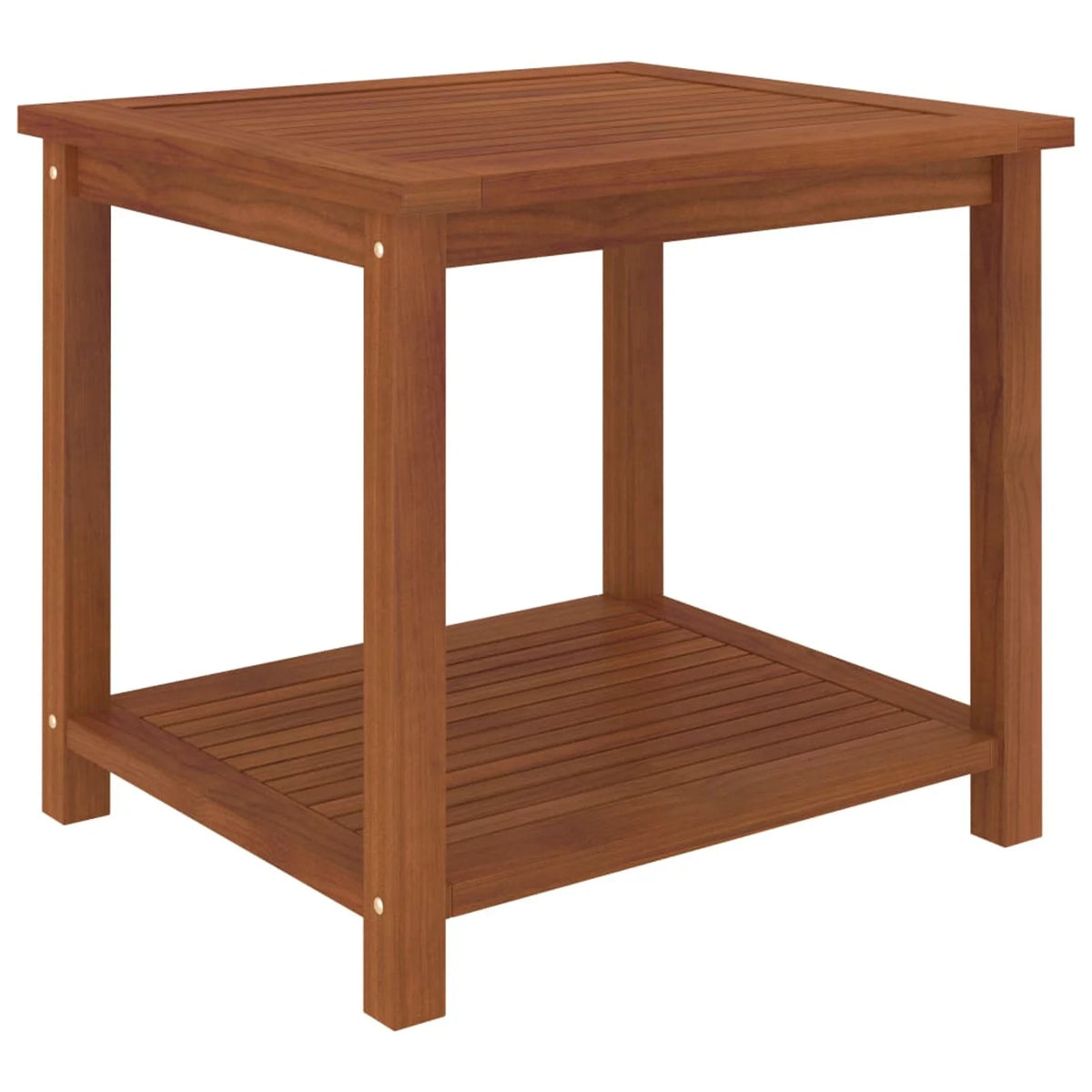Rustic Acacia Wood Side Table with Storage Shelf Q2458