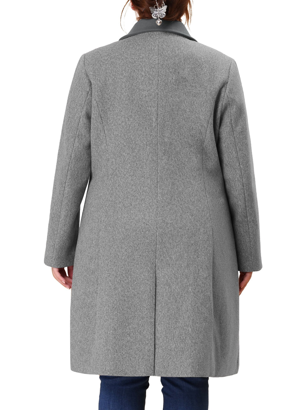 Plus Size Notched Lapel Double Breasted Winter Coat K8606
