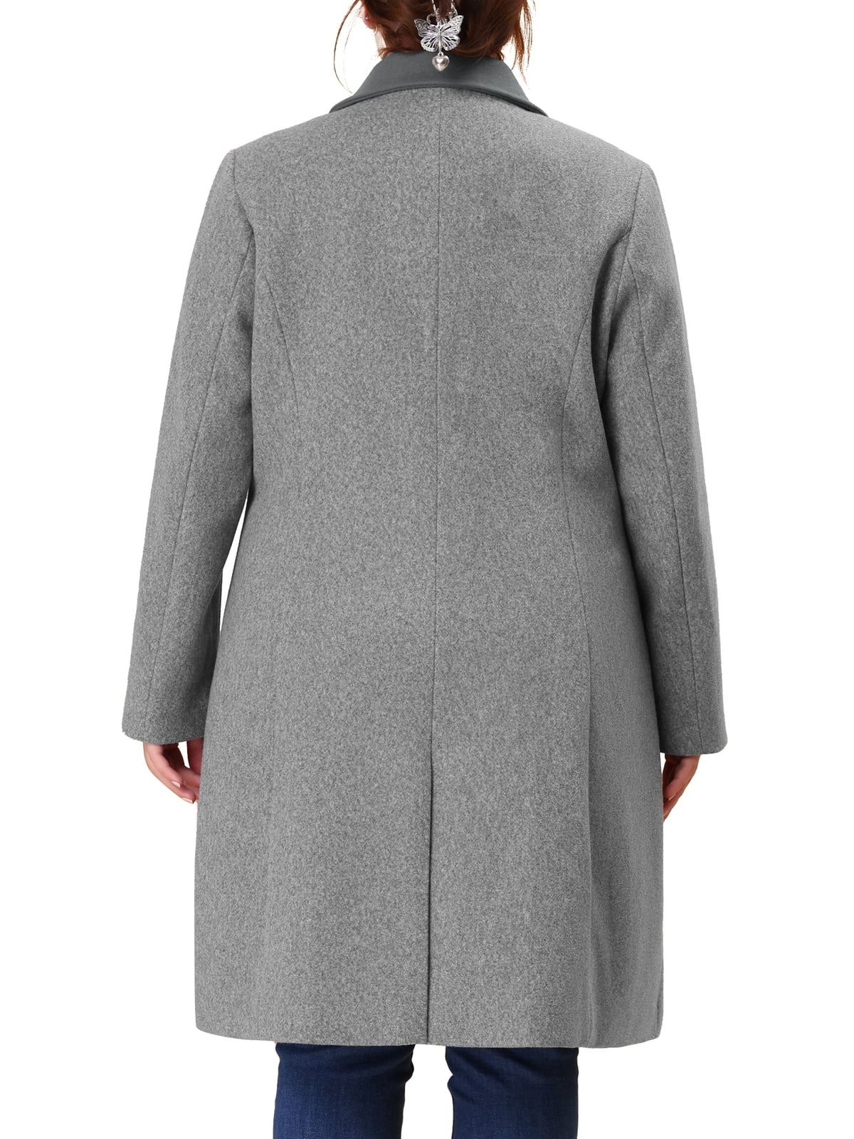 Plus Size Notched Lapel Double Breasted Winter Coat K8606