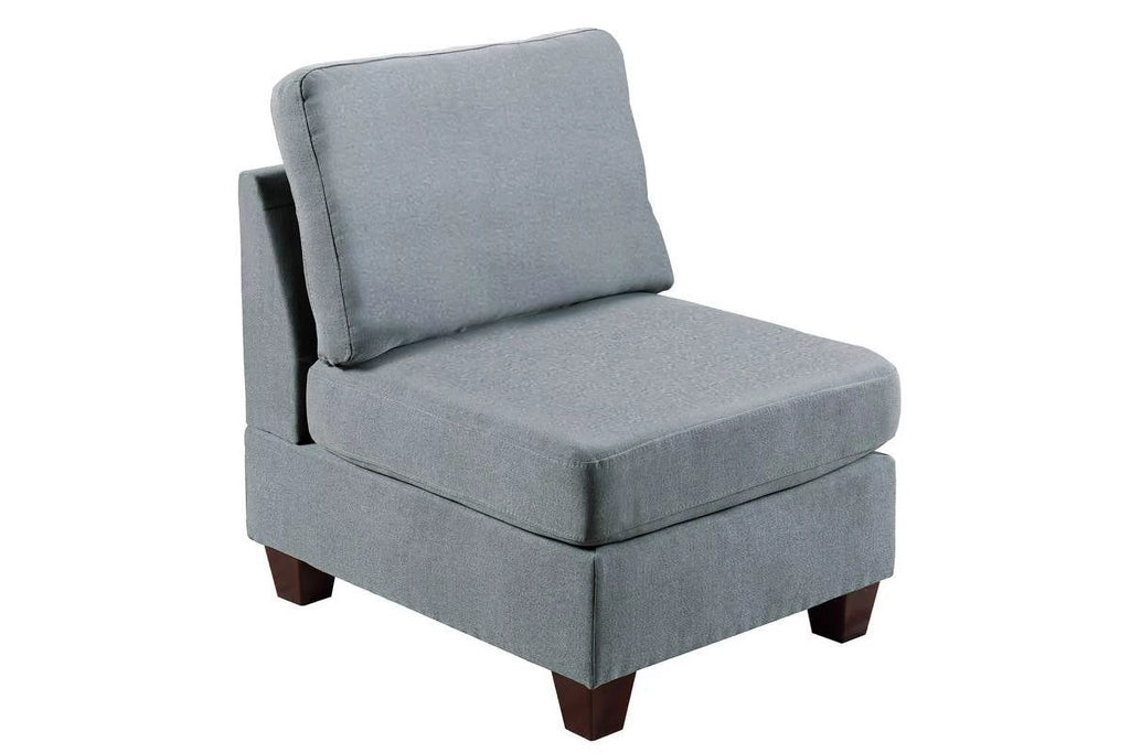 Grey Linen Like Fabric 9pc Modular Sectional Set C84284