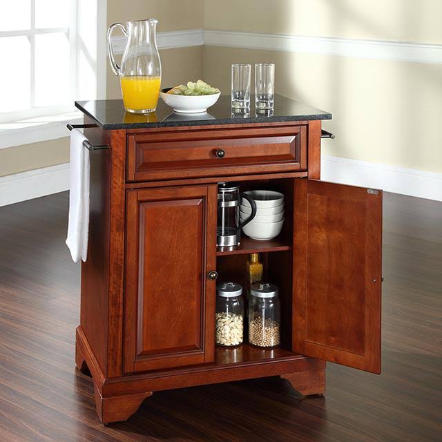 Solid Granite Top Portable Kitchen Island J670683