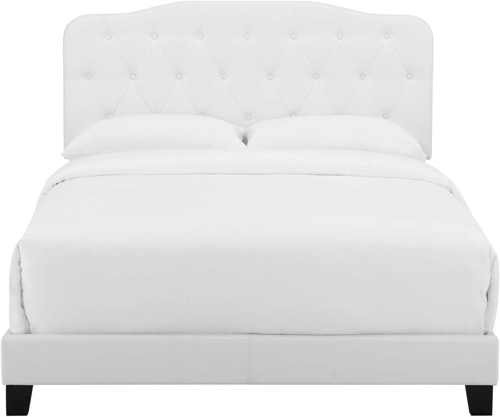 White Faux Leather Bed N7960