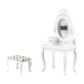 White Dollhouse Table with Stool D55490