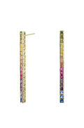 18K Gold Plated Multi Colored Princess Cut CZ Dangling Drop Earrings M7600