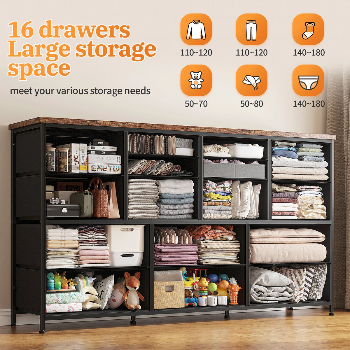 White 16 Drawer Dresser with Power Outlet D7171