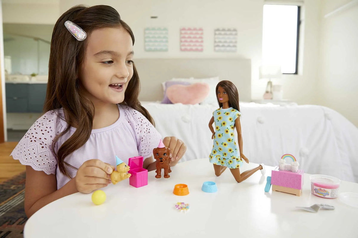 Brunette Doll & Playset with 2 Puppies, Cake Molds, Dough & Accessories I280879