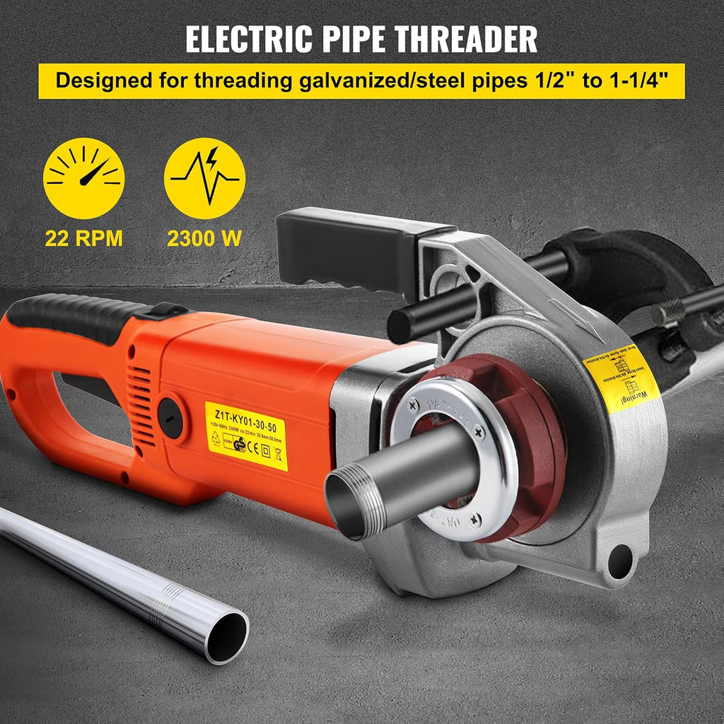 2300W Electric Pipe Threader with 4 Dies 1/2-1 1/4 & Carrying Case I19036