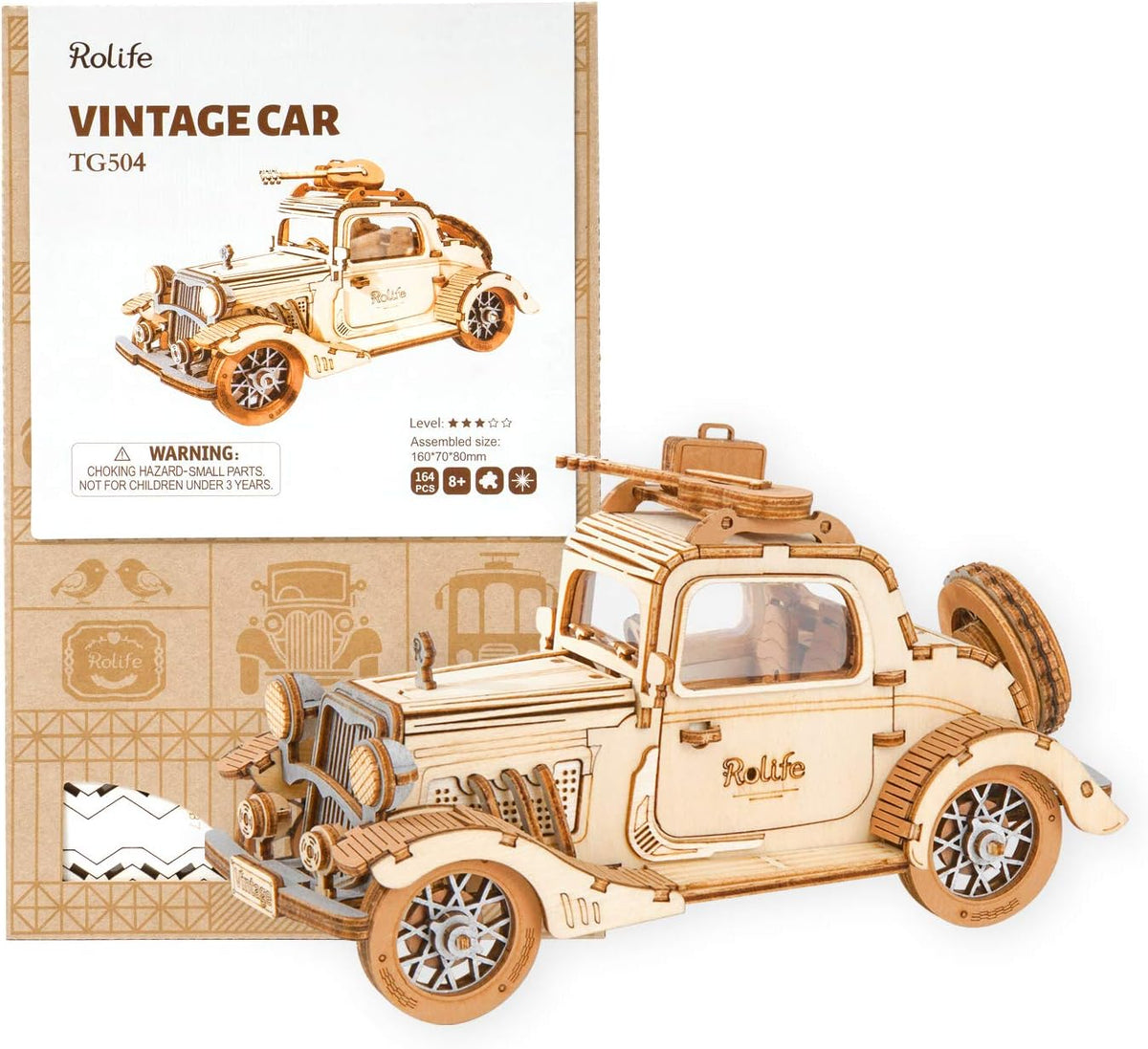 Vintage Car 3D Wooden Puzzle Craft Model Kits, Pack of 2 K9202