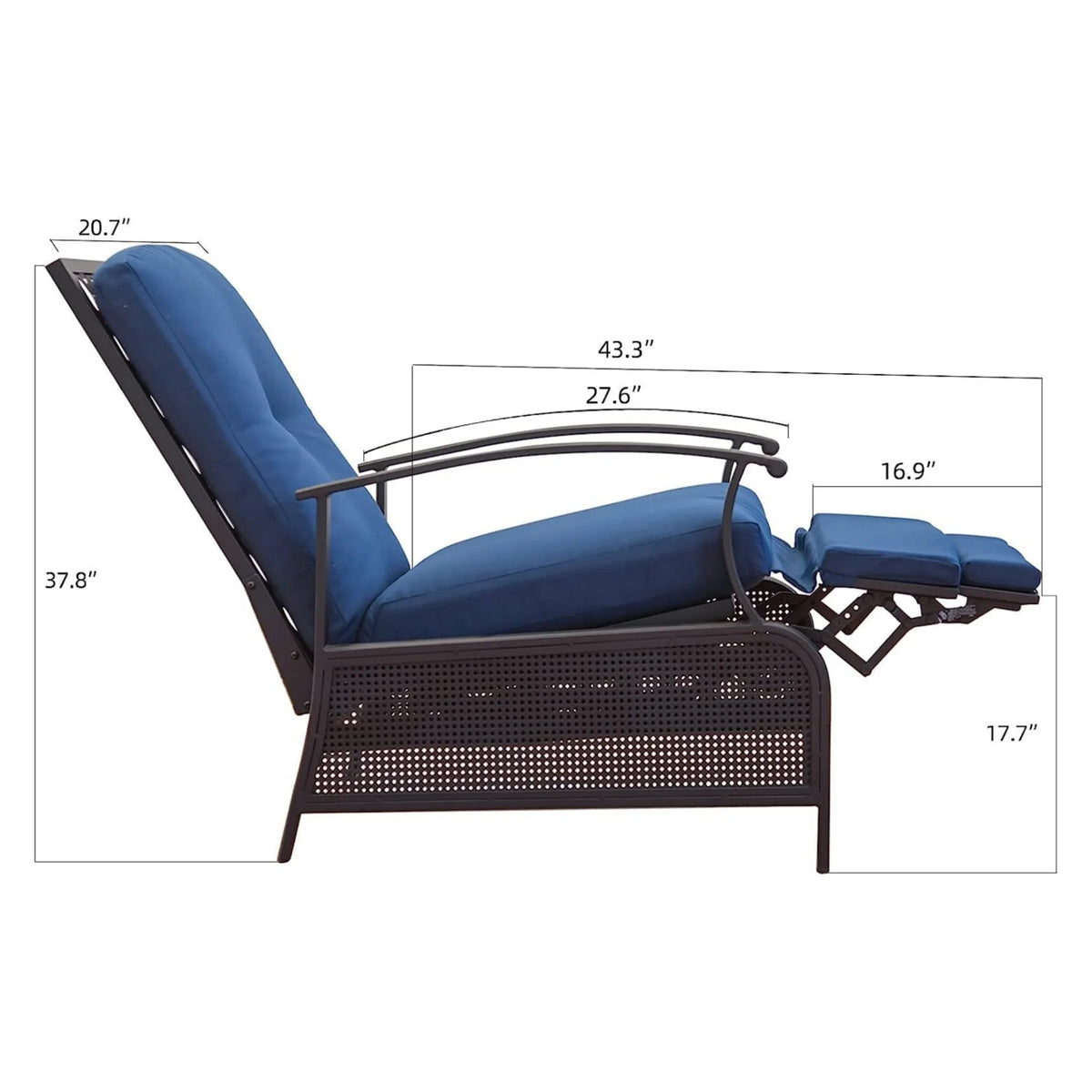 Adjustable Outdoor Recliner Chair with Removable Cushions B54204