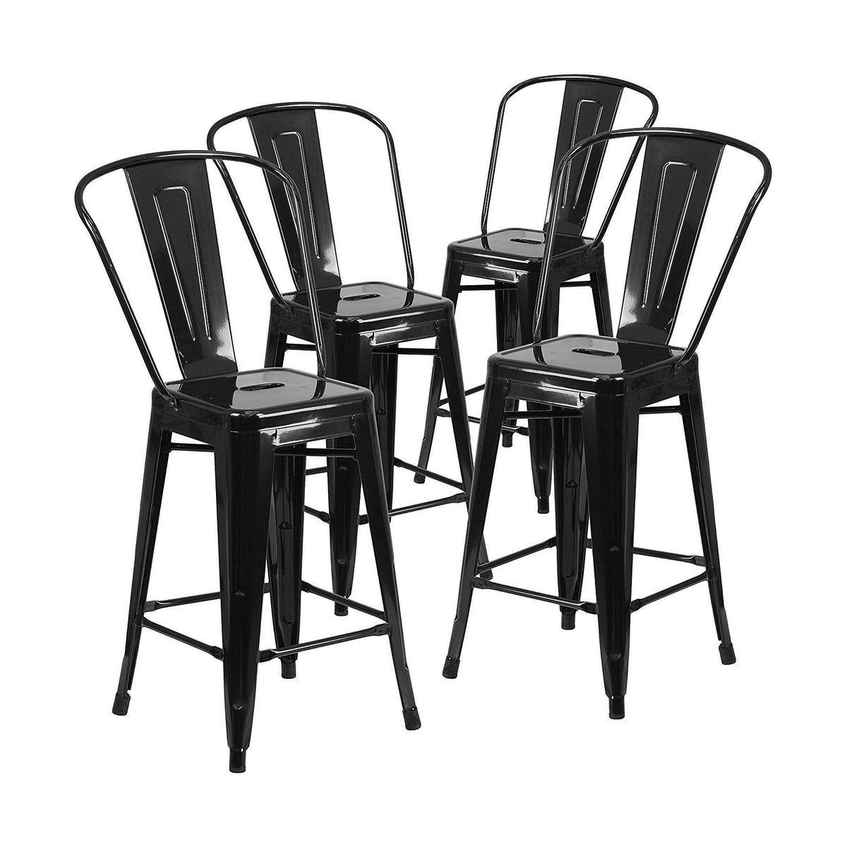 24 inch Indoor-Outdoor Counter Height Stool Set of 4 Black Z644266
