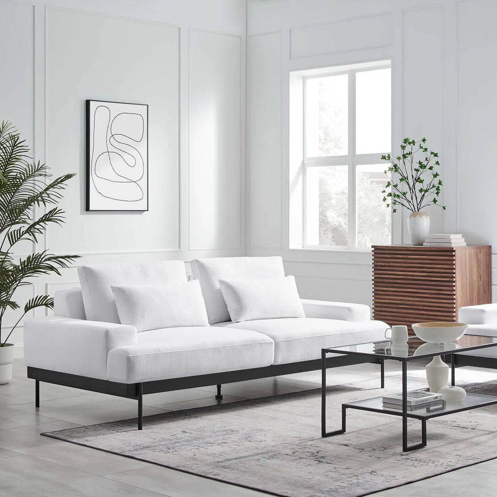 White Upholstered Polyester Fabric Sofa P992