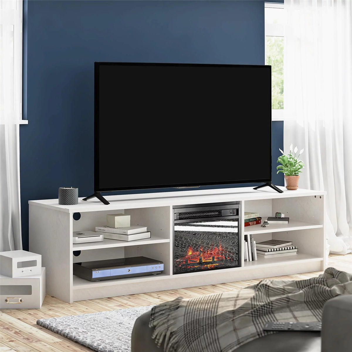 Ivory Oak Electric Fireplace TV Stand F8588