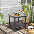 Brown 2-Tier Wicker Side Table T2592