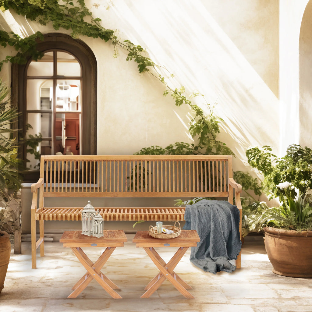 Teak Wood Outdoor Bench with Arms X3624