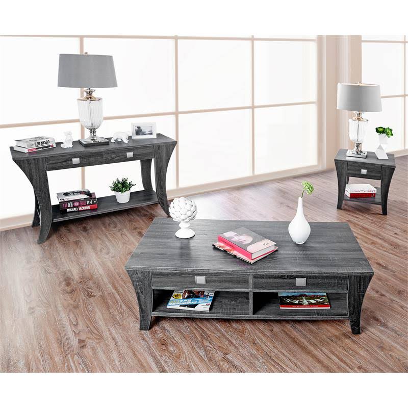 Gray 1-Drawer Wood End Table V5841